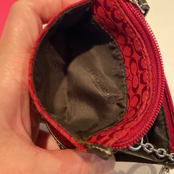 Vintage Coach Key Chain small wallet combo red Classic C w/ brown leather, Y2K - Picture 9 of 10